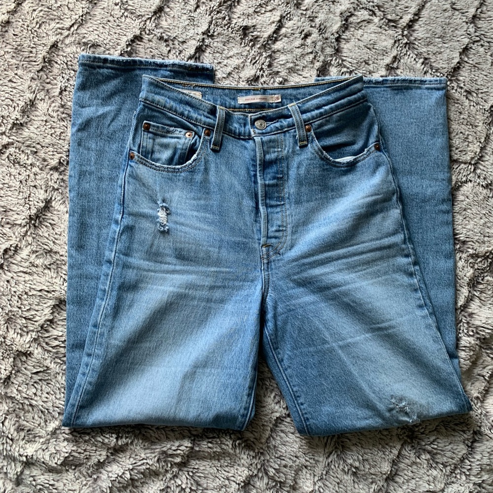 Levi's Ribcage High Rise Blue Jeans